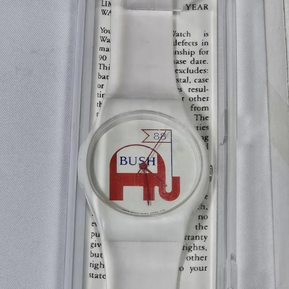 Bush Vs. Dukakis 1988 Presidential Race Collector’s Watches - New Old Stock Vtg - Picture 2 of 4